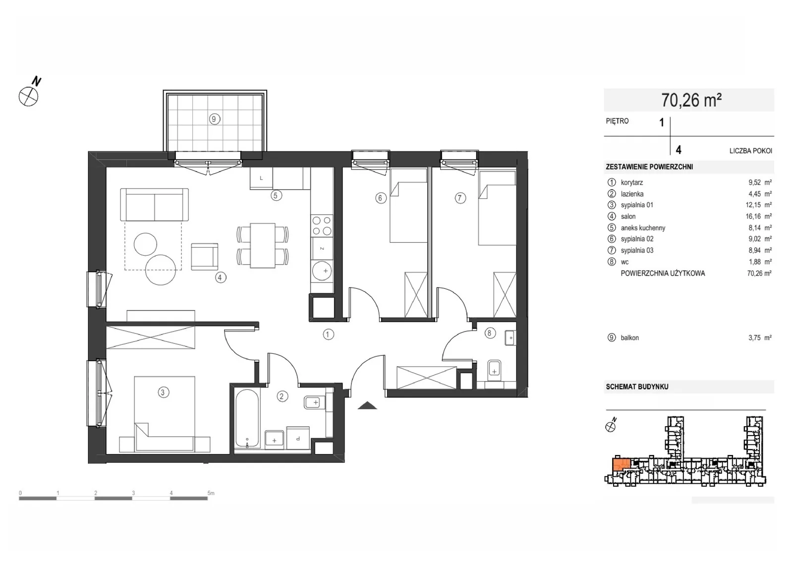 Photo 8 of 8 — New 3-room apartment (70.26 m²) in Poznan, Grunwald — Smardzewska 8