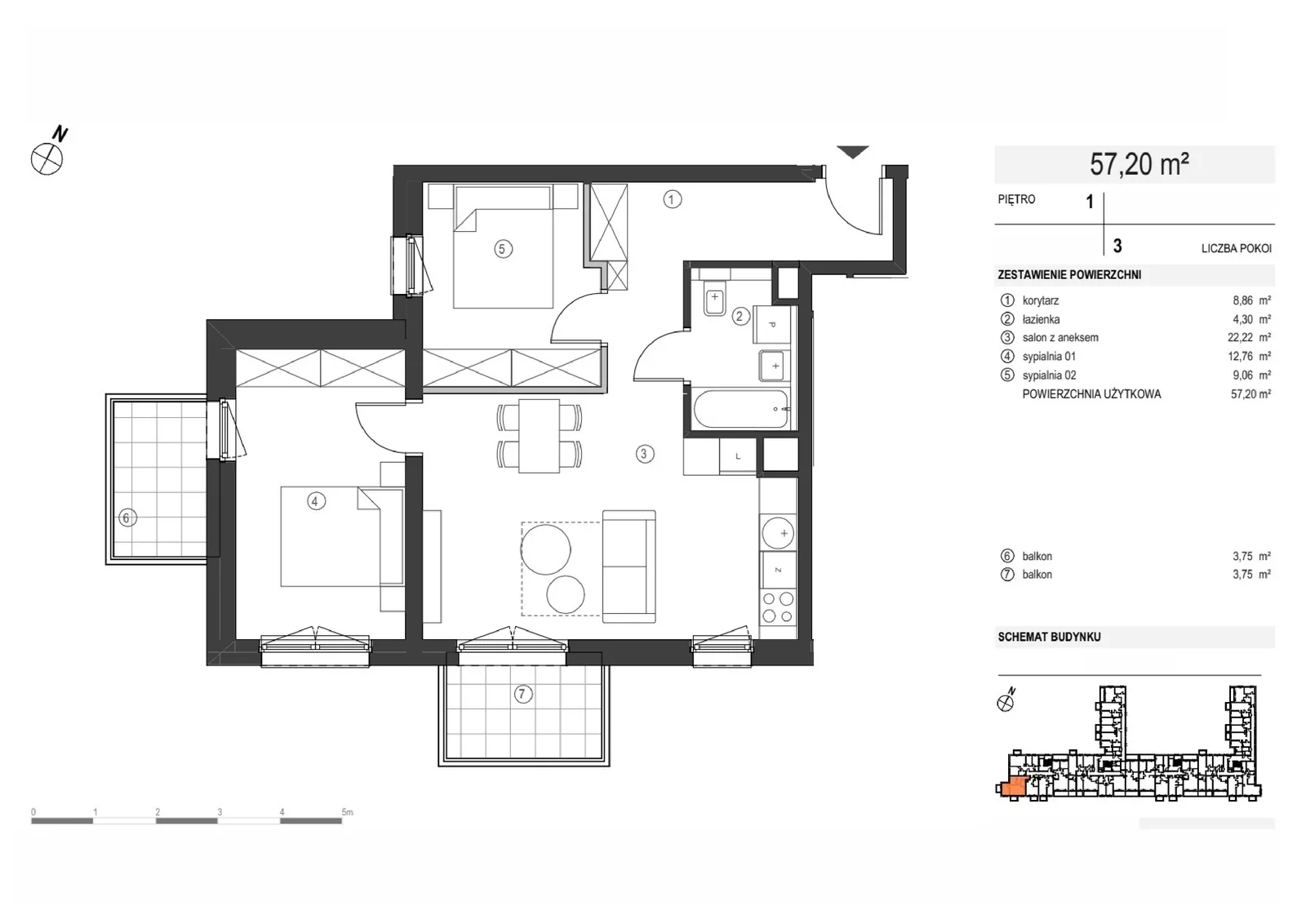 Фото 8 из 8 — Новая 3-комнатная квартира (57.2 м²) в Познани, Grunwald — Smardzewska 8