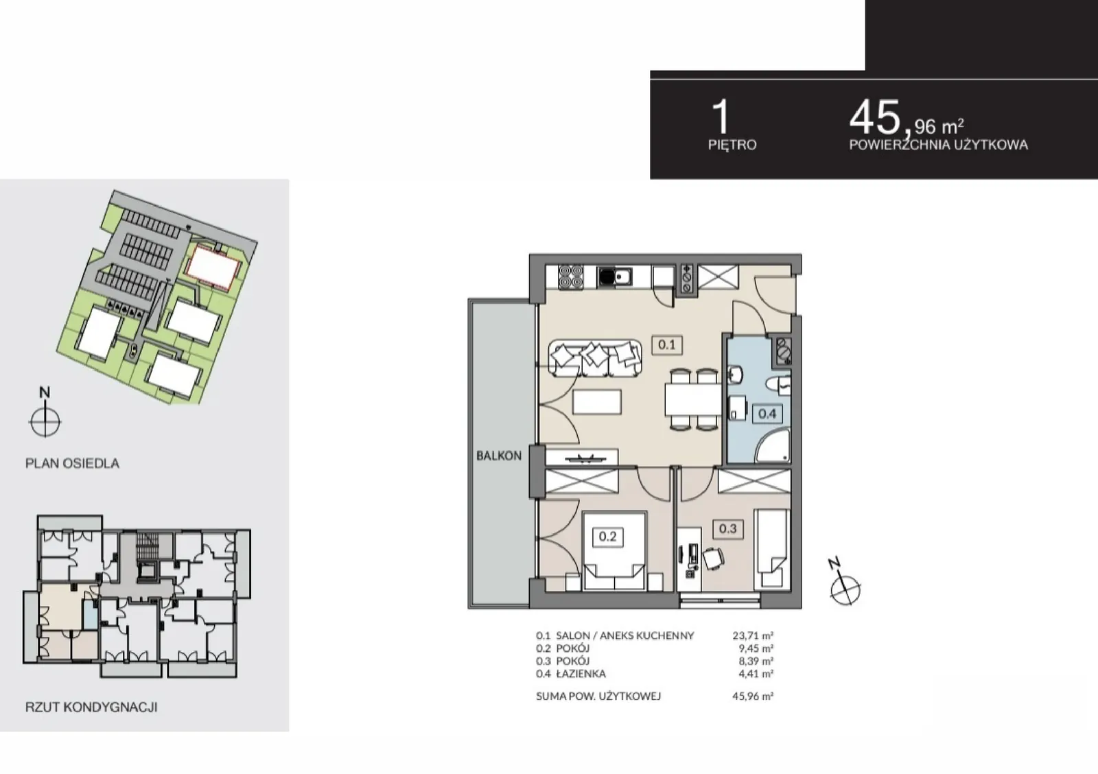 Фото 19 из 19 — Новая 3-комнатная квартира (45.96 м²) в Познани, Umultowo — Fuelda etap II