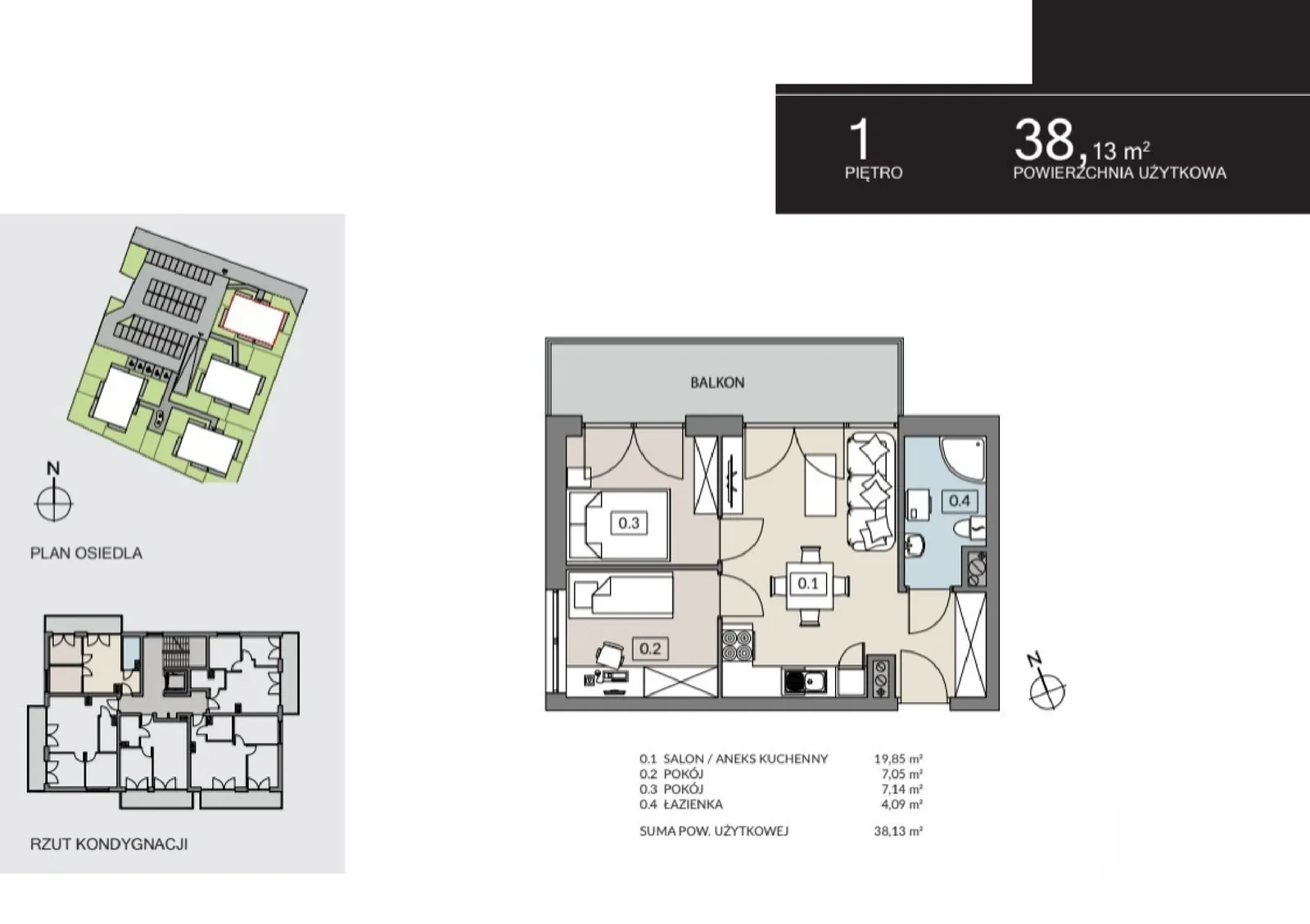 Zdjęcie 19 z 19 — Nowe mieszkanie 3-pokojowe (38.13 m²) w Poznaniu, Umultowo — Fuelda etap II