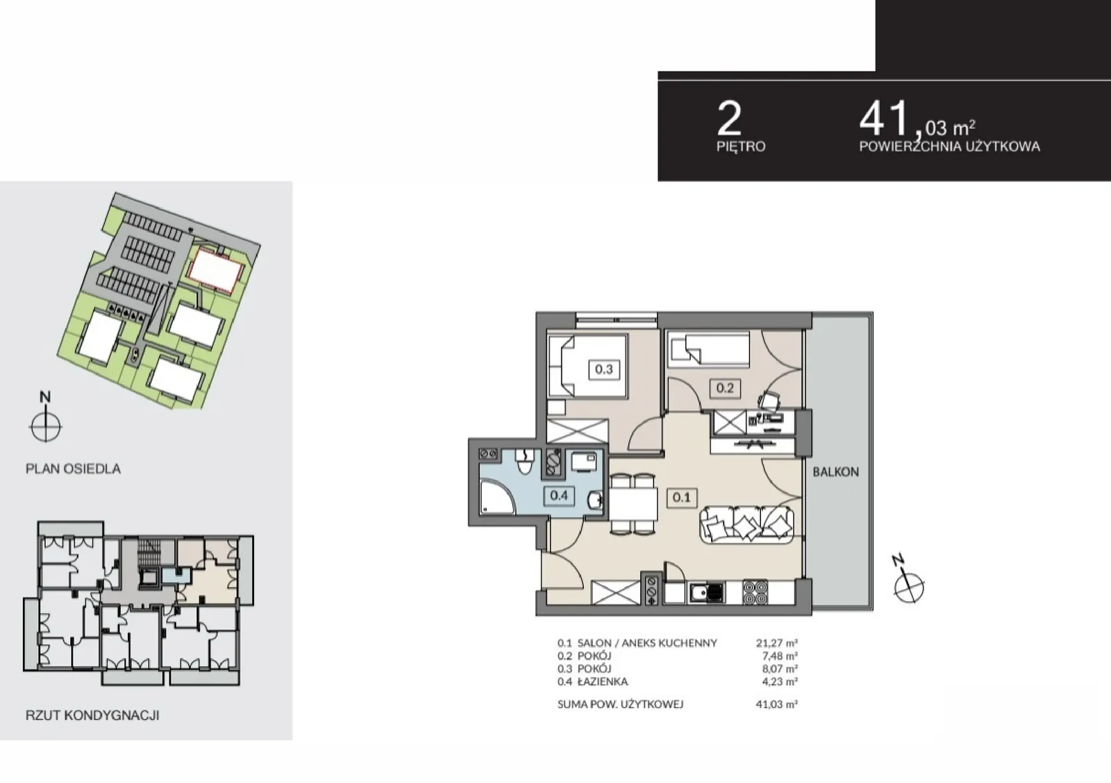 Photo 19 of 19 — New 3-room apartment (41.05 m²) in Poznan, Umultowo — Fuelda etap II