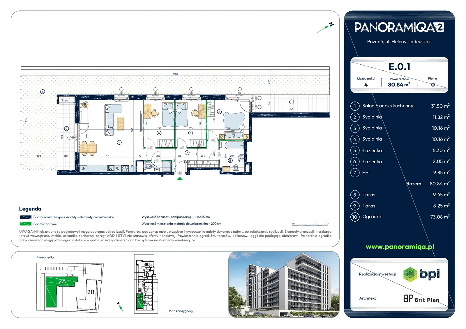 Photo 9 of 9 — New 4-room apartment (80.84 m²) in Poznan, Rataje — Panoramiqa 2a