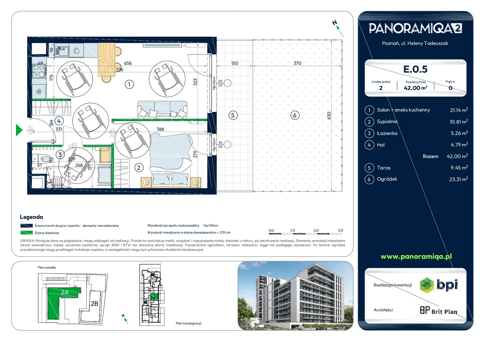 Photo 9 of 9 — New 2-room apartment (42 m²) in Poznan, Rataje — Panoramiqa 2a
