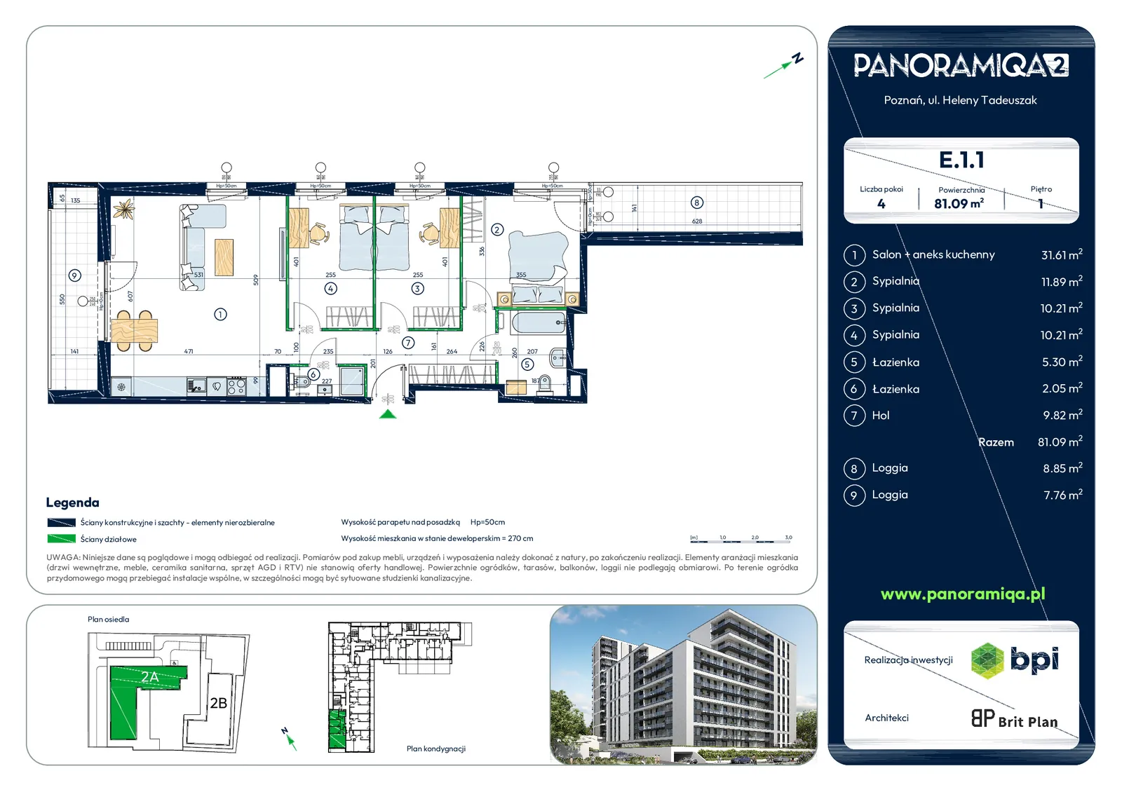 Zdjęcie 9 z 9 — Nowe mieszkanie 4-pokojowe (81.09 m²) w Poznaniu, Rataje — Panoramiqa 2a