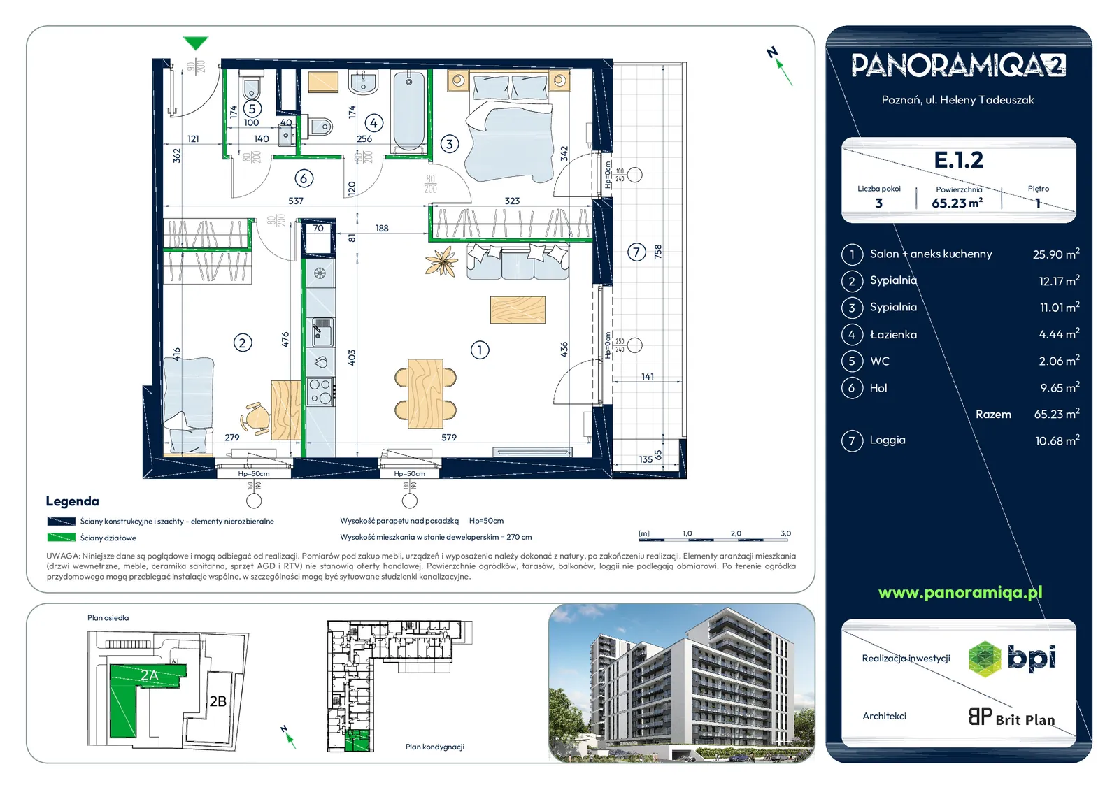 Photo 9 of 9 — New 3-room apartment (65.23 m²) in Poznan, Rataje — Panoramiqa 2a