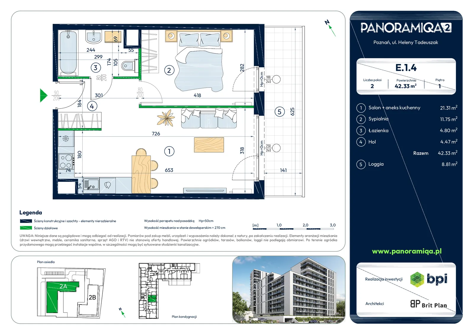 Photo 9 of 9 — New 2-room apartment (42.33 m) in Poznan, Rataje — Panoramiqa 2a